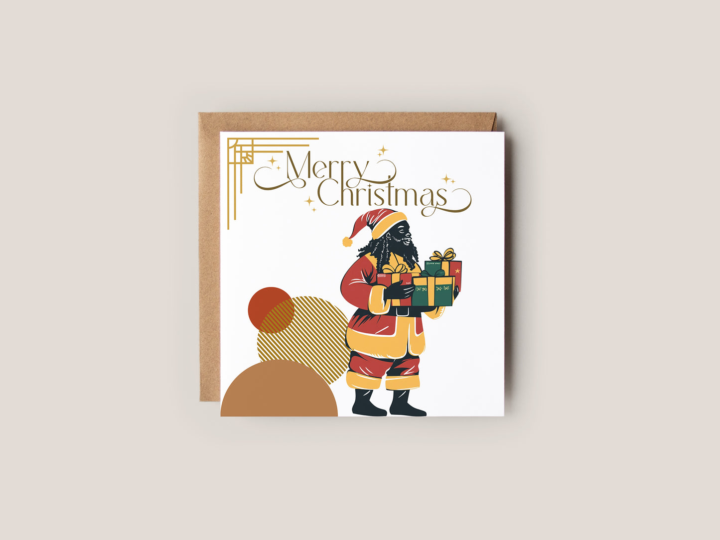 Rasta Santa Christmas Card 10 Pack | Free Shipping | Black Santa Christmas Card Multipack